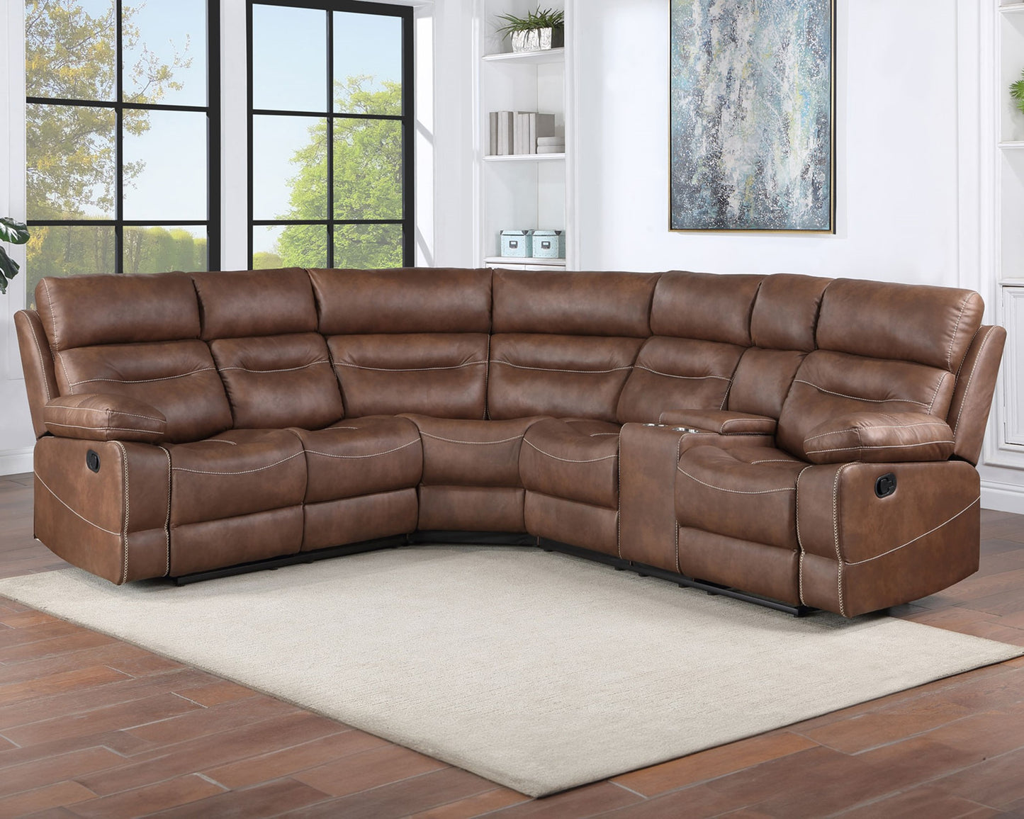 Rudger Rust Transitional Microsuede Reclining Sectional