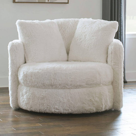 FOA Cochrane Contemporary Faux Fur Fabric Accent Chair - White