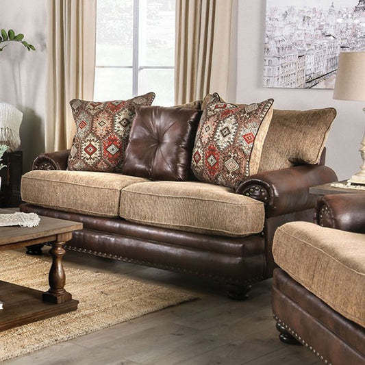 Fletcher Faux Leather Sofa - Brown/Tan