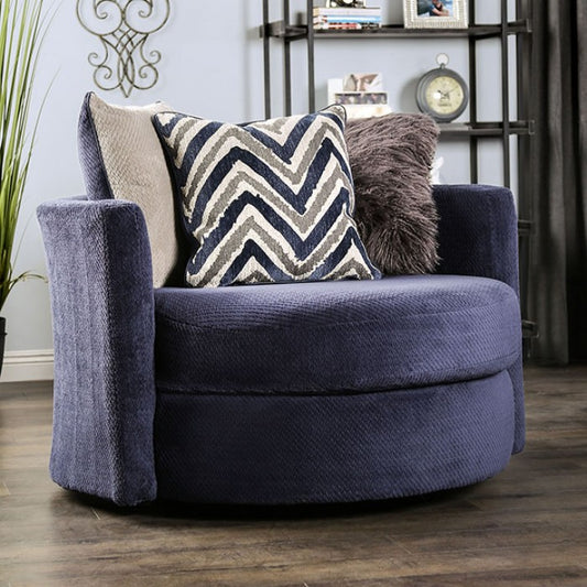FOA Griswold Transitional Swivel Arm Chair - Navy