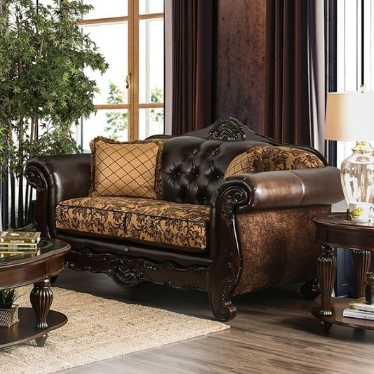 Quirino Faux Leather Sofa - Tan/Dark Brown