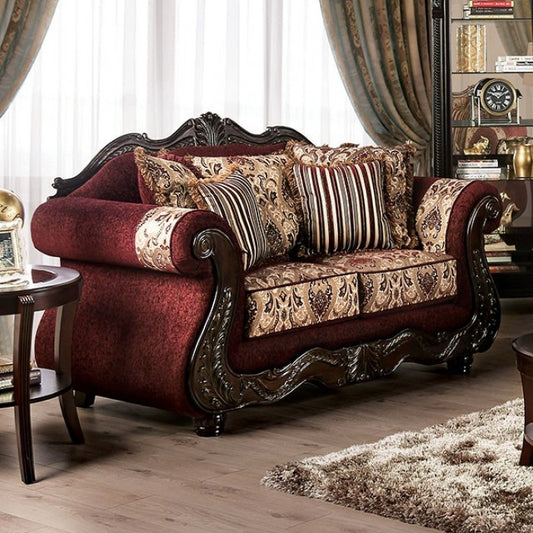 Matteo Chenille Sofa - Burgundy/Brown