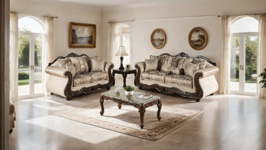 Andalusia Upholstered Sofa - Light Brown/Dark Cherry