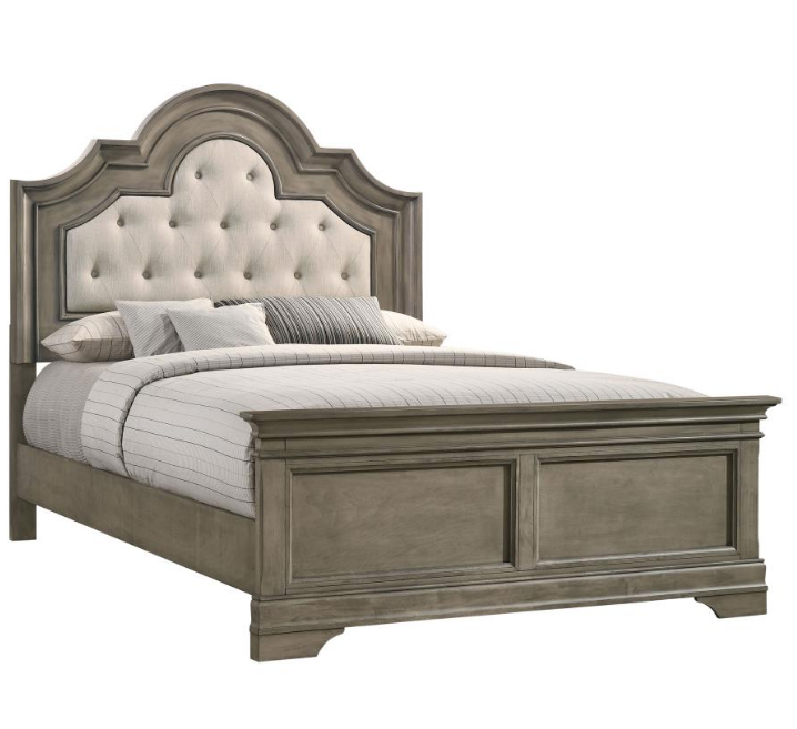 Manchester 4-Piece King Bedroom Set With Upholstered Arched Headboard Wheat