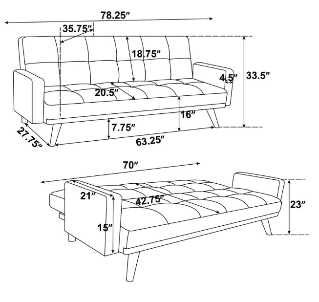 Mindi Mid-Century Modern Woven Fabric Sofa Bed - Sage Green