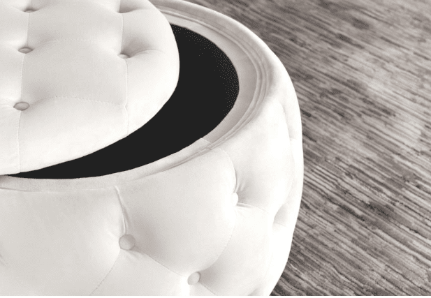 Angelina Tufted Storage Round Ottoman Pearl
