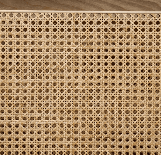 Alesund Mid-Century Modern Chair with Rattan Accents - Beige & Light Oak