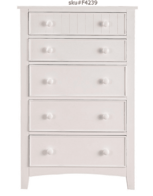 Ridley 5-Drawer Chest with Round Knob - White