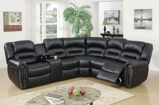 Century Leather Motion Sectional with Cup Holders