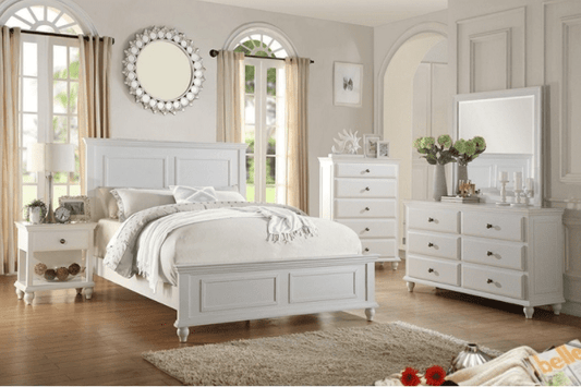Jenny Farmhouse Style King Bed - White