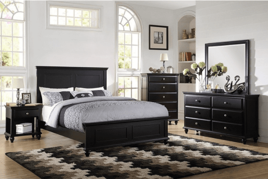 Jenny Farmhouse Style King Bed - Black