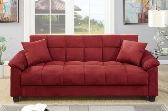 Tandy Microfiber Adjustable Sleeper Sofa w/ Storage - Red