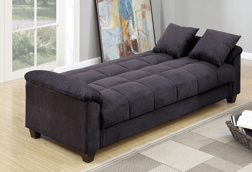 Tandy Microfiber Adjustable Sleeper Sofa w/ Storage - Black