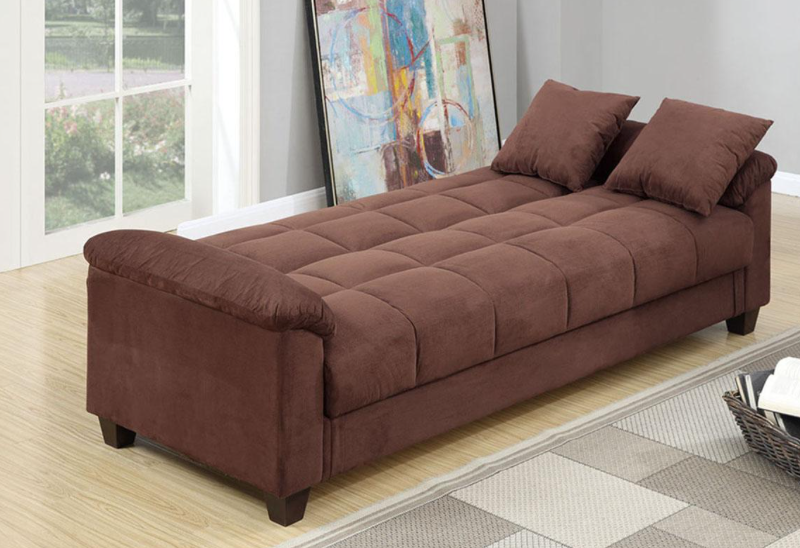 Tandy Microfiber Adjustable Sleeper Sofa w/ Storage - Chocolate