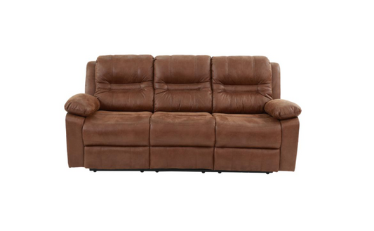 Wayne Casual Pillow Arm Motion Sofa & Loveseat Set in Brown Leatherette