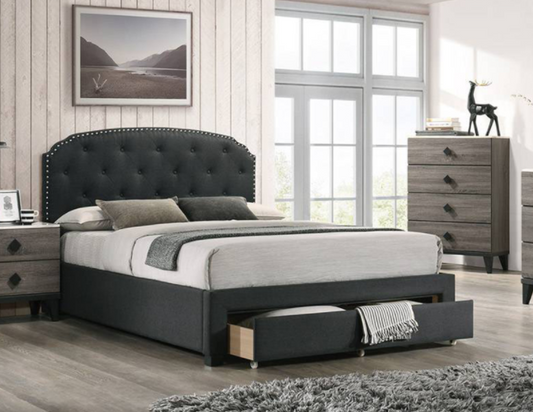 Amsher Contemporary Upholstered Twin Storage Bed - Charcoal