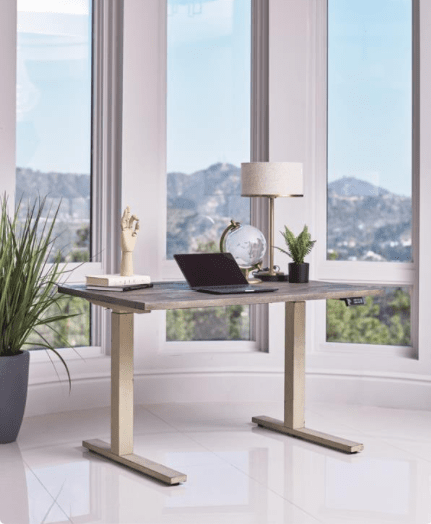 Myers Adjustable Height Standing Desk Weathered Pine and Antique Ivory