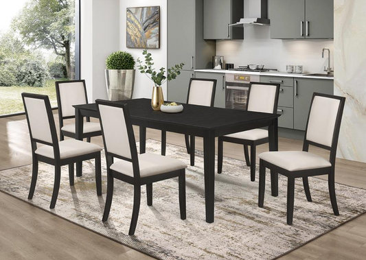 Louise 7 Piece Modern Black & Cream Dining Set