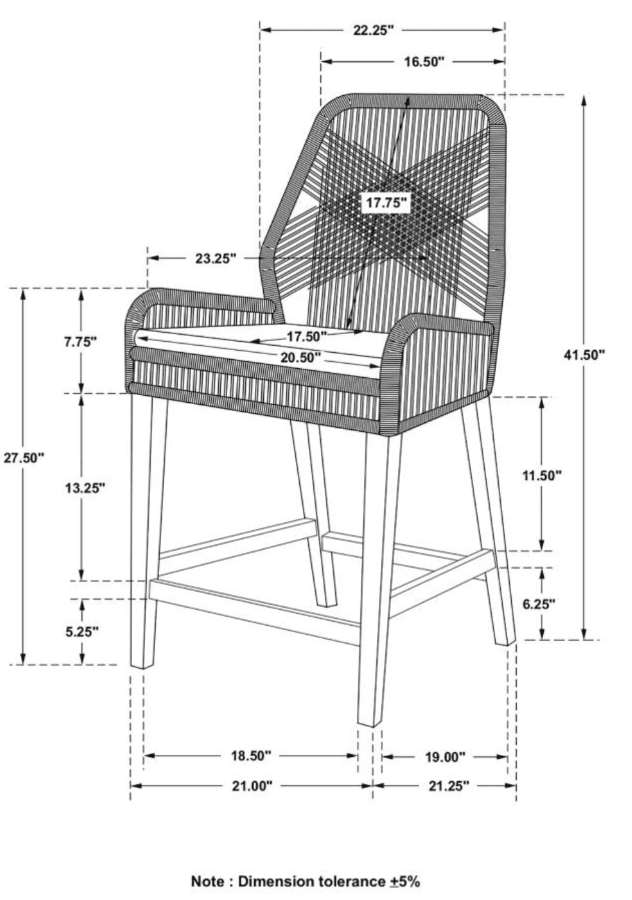 Nakia Woven Rope Back Counter Height Stools Set Of 2 - Gray
