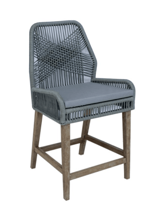 Nakia Woven Rope Back Counter Height Stools Set Of 2 - Gray