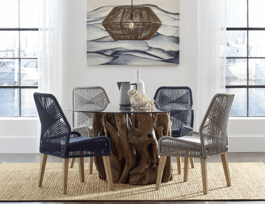Nakia Woven Back Side Chairs Grey Set Of 2 - Navy