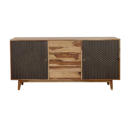 Partridge Rectangular 2-Door Server Natural Sheesham And Black