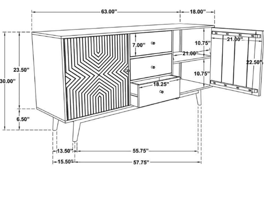 Partridge Rectangular 2-Door Server Natural Sheesham And Black