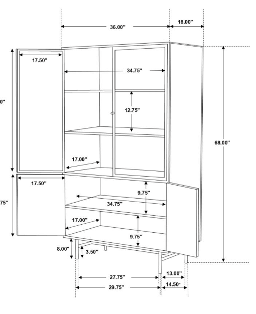 Rectangular 4-door Cabinet Matte Black