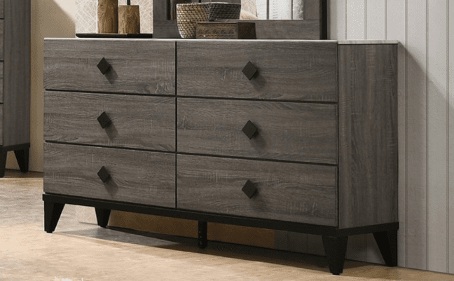 Amsher 6-Drawer Dresser with Faux Marble Top