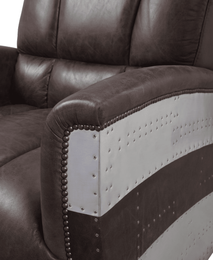 ACME Brancaster Club Chair - 59716 - Retro Brown Top Grain Leather & Aluminum