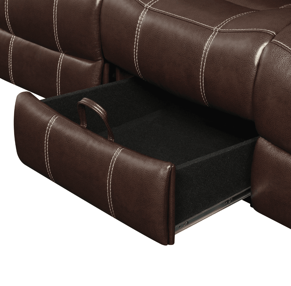 Myla Casual Brown Reclining Sofa with Drop Down Console