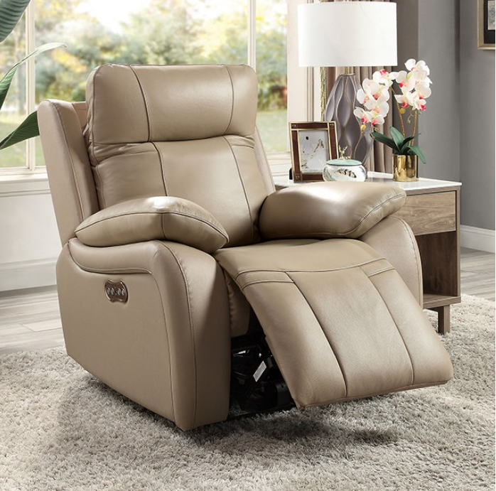 Gaspe Leather Power^2 Reclining Sofa - Light Brown