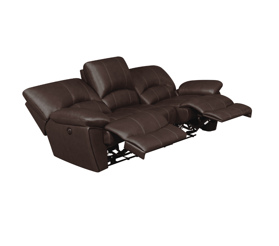 Ford Brown Leather Motion Sofa w- Cool Gel Memory Foam