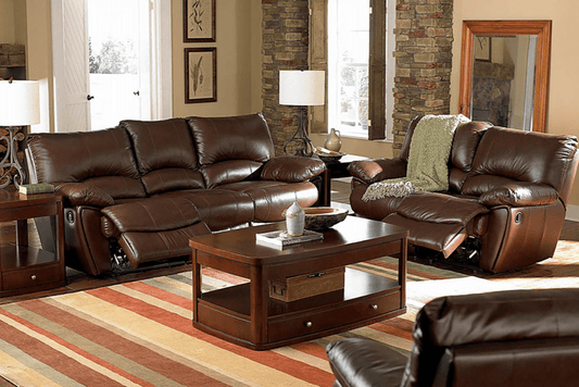 Ford Brown Leather Motion Sofa w- Cool Gel Memory Foam
