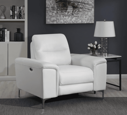 Phebe Bright White Top Grain Leather Power Reclining Chair