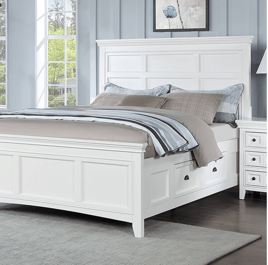 Castile Transitional Solid Wood Full Bed - White