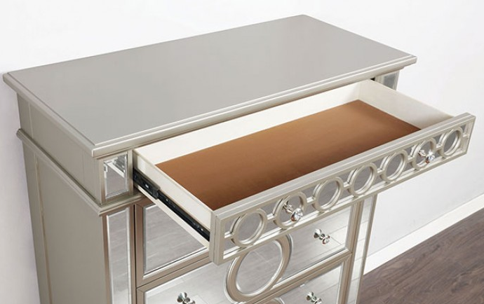 Marseille 5-Drawer Glam Chest - Mirror & Champagne