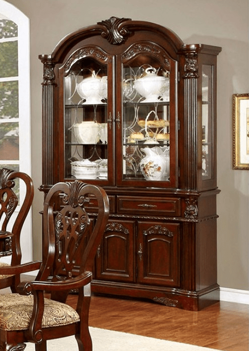 Elana 9-Piece Traditional Double Pedestal Dining Set - Brown Cherry