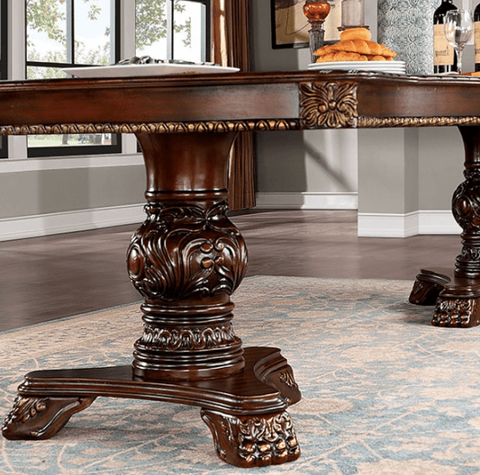Normandy Traditional Double Pedestal Dining Table - Brown Cherry