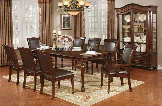 Sylvana Traditional Dining Set in Brown Cherry