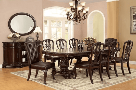 Bellagio 9-Piece Traditional Dining Set - Brown Cherry