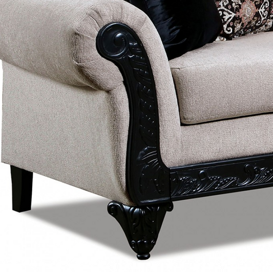 Molfetta Traditional Chenille Rolled Arm Sofa & Loveseat Set - Light Brown