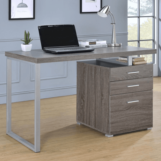Hilliard 3-Drawer Modern Weathered Grey Office Desk