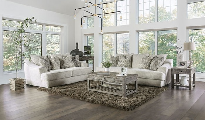 Moorpark Contemporary Off-White Boucle Sofa