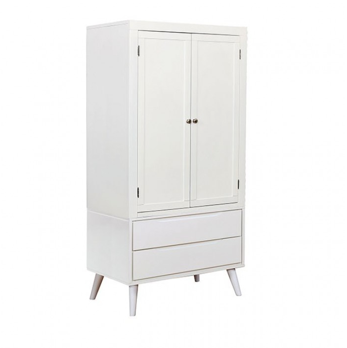 Lennart White Finish Mid-Century Modern Armoire