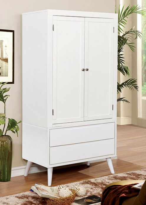 Lennart White Finish Mid-Century Modern Armoire