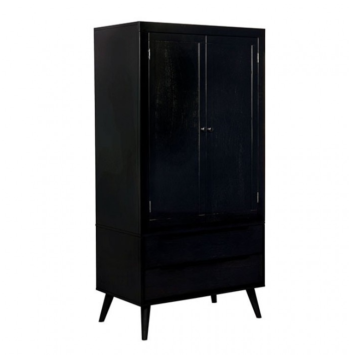 Lennart Black Finish Mid-Century Modern Armoire