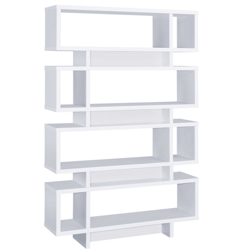 Reid Modern 4-Tier Open Back Bookcase in White