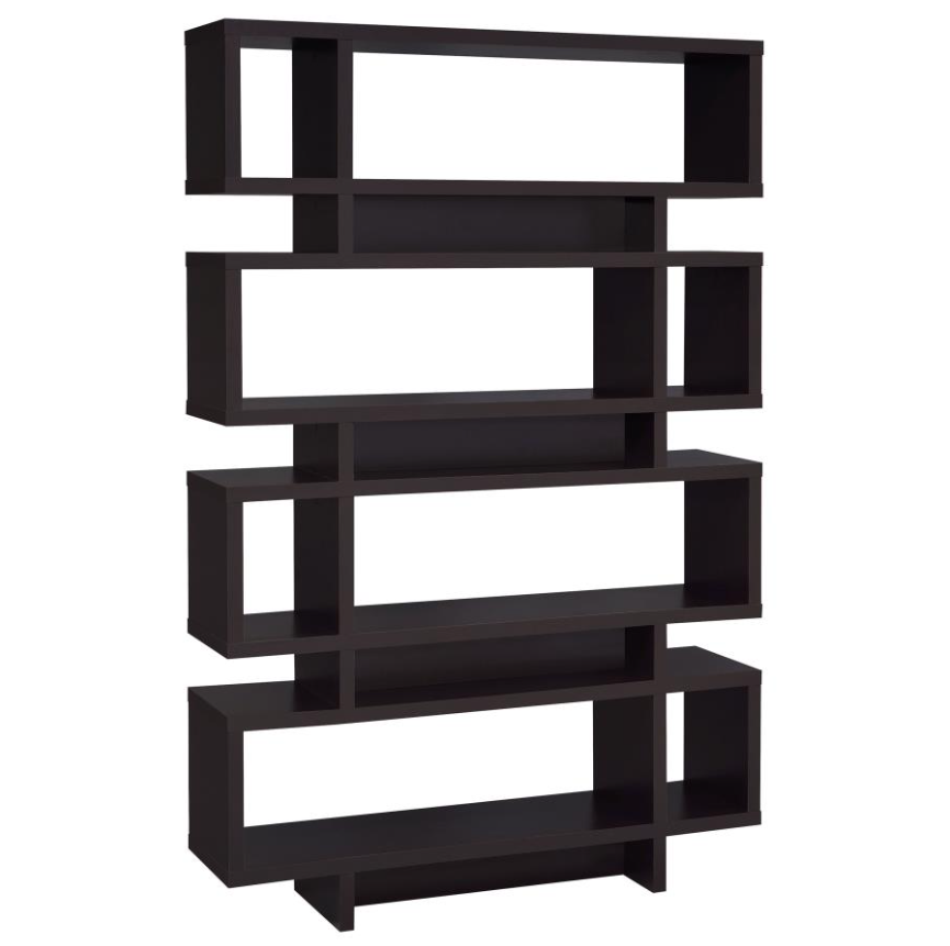 Reid Modern 4-Tier Open Back Bookcase in Cappuccino