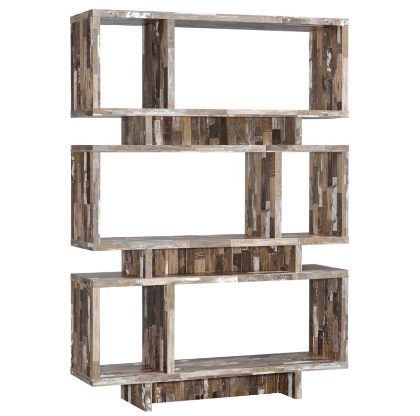 Reid Modern 3-Tier Open Back Bookcase in Salvaged Cabin